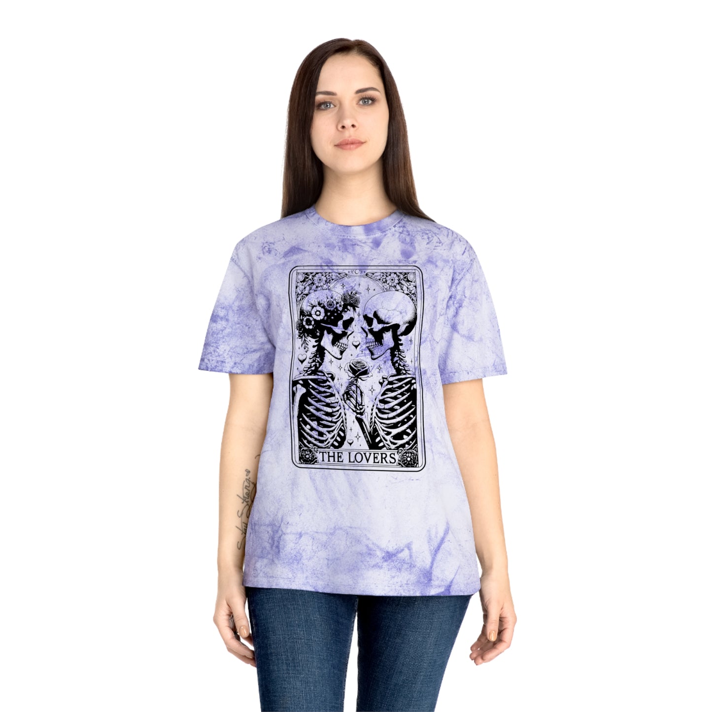 The Lovers Skeleton Tarot Card - Unisex Color Blast T-Shirt