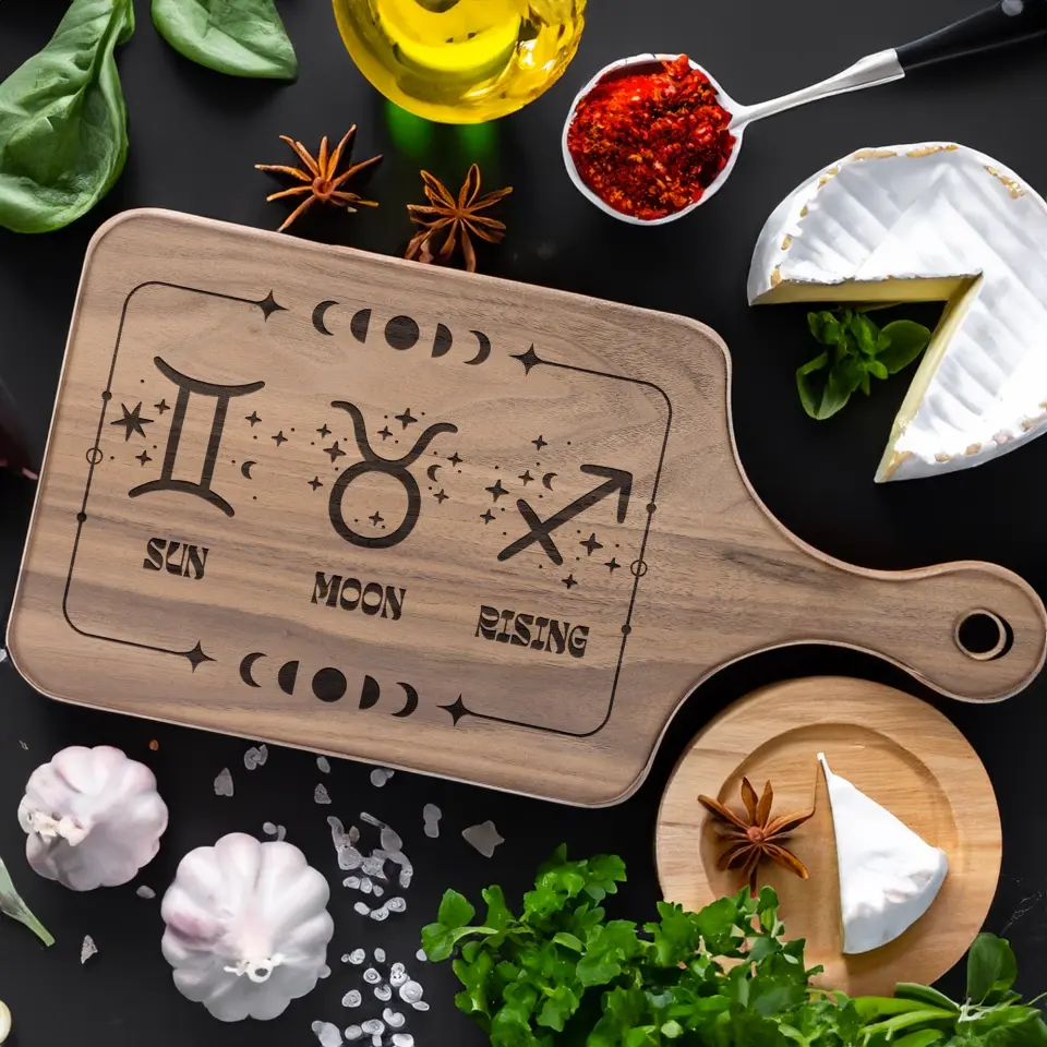 Sun Moon Rising - Wood Charcuterie Cutting Board - Customize Me!