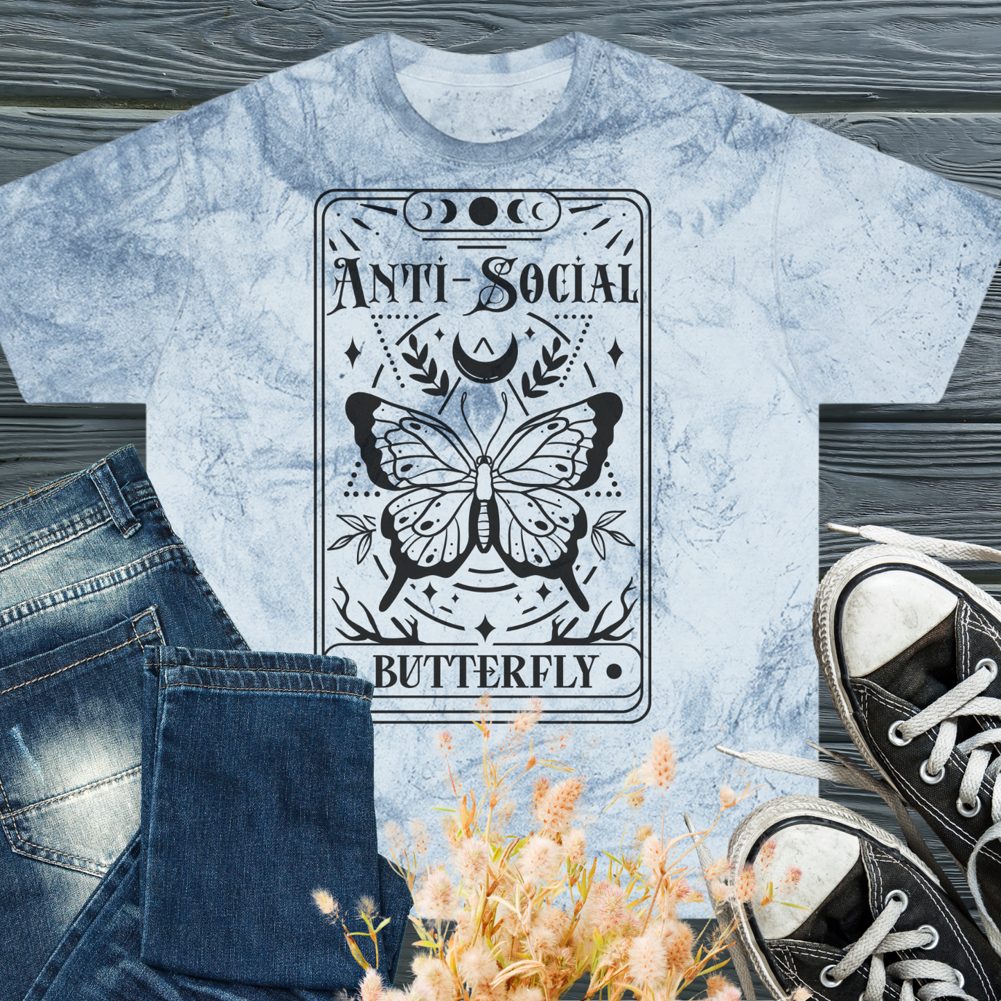 Anti-Social Butterfly Tarot Card - Unisex Color Blast T-Shirt